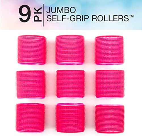Conair Heatless Curls - Extra Large Hair Rollers - heatless overnight curlers for long lengths - volumized waves - Hot Pink - 9 Count w/storage case - Image 2