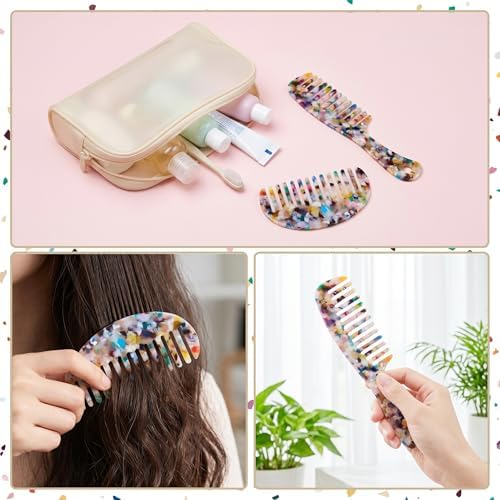 Hair Detangling Comb, 2 Pack Large Cellulose Acetate Wide Tooth Comb - Image 5