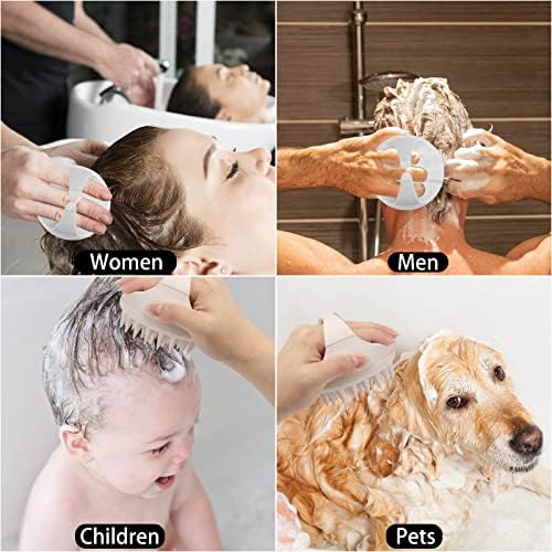 Hair Scalp Massager Shampoo Brush Hair Scrubber Washing Brush Silicone Scalp Exfoliator for Dandruff Removal- Beige - Image 4