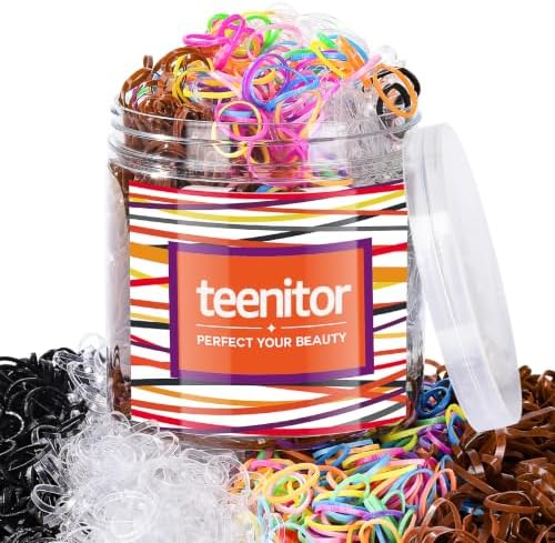 Teenitor Hair Elastics, 2000pcs Hair Rubber Bands, Clear,Black,Brown by PERFECTYOURBEAUTY