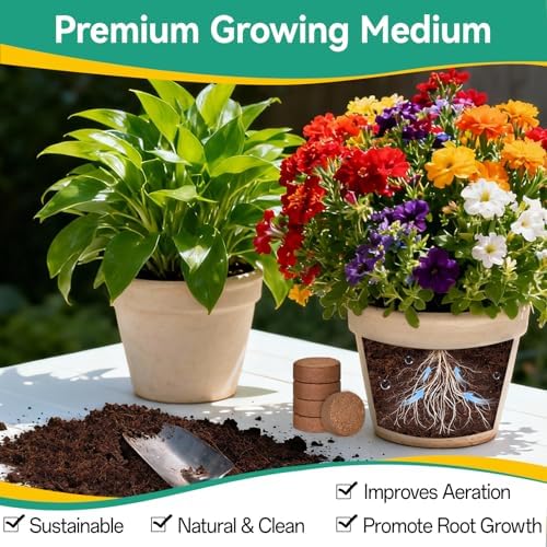 ZeeDix Coco Coir Pellets, 50 Pcs 40mm Seed Starter Soil Pods for Planting - Image 4