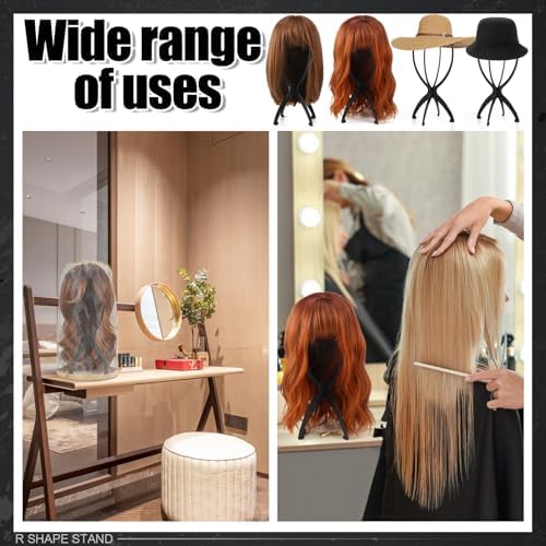 ProSuites 2 Pack Wig Stand with 2 Pcs Wig Storage Bags, Wig Holder Dust Cover with Travel Bag for Bundles, Wigs, Extensions, Tools - Wig Party Kit for Salon Home Use - Image 6