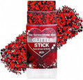 Red and Black Hair Glitter Stick, Face Body Glitter Makeup, Red Black School Spirit Week Game Day Cheer Football Accessories, Heart Chunky Sequins for Halloween Vampire Devil Witch Clown Rave Festival by Yeweian