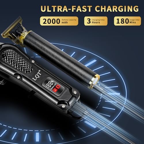 Hair Clippers for Men, Cordless Clipper & T-Blade Trimmer Set with Case - Image 3