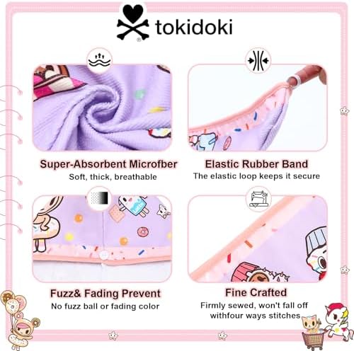 tokidoki Microfiber Hair Towel, Unicorno Hair Wrap,2 Pack Hair Dryer Towels - Image 4