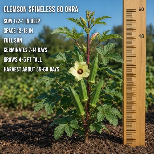 120 Clemson Spineless Okra Seeds for Planting - Heirloom, Non-GMO, USA Grown Seeds in Premium Waterproof Packaging - Lady's Finger, Gumbo, Bhindi by RDR Seeds - Image 4