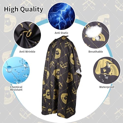 Professional Hair Cutting Cape with Neck Duster Brush, Waterproof Salon Barber Cape with Snaps, Barber Accessories (Hair Cutting Scissors and Men) - Image 2