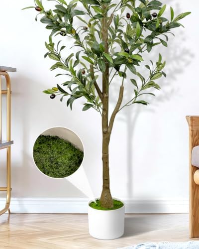 4FT Artificial Olive Tree Indoor Tall Faux with Planter - Image 4