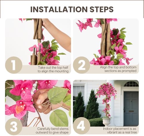 Romantic Season 6FT Artificial Bougainvillea Tree, Faux Silk Bougainvillea Plant with Pot for Indoor Outdoor Decor, Tall Fake Tropical Tree for Home, Office, Patio, Balcony, Wedding Decoration - Image 5