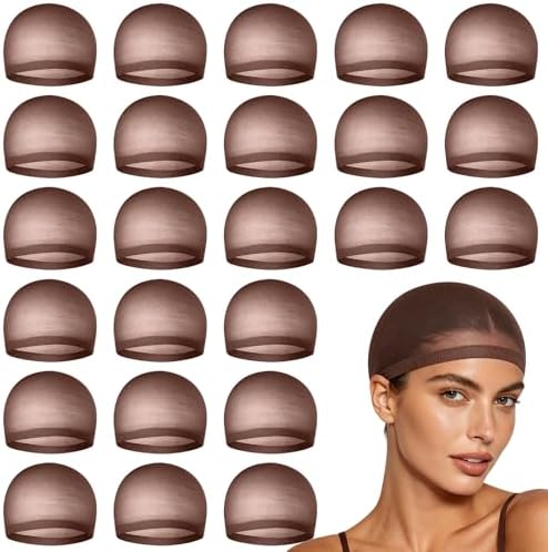 MEEZY 24 Pcs Brown Wig Caps for Women, Non-Slip Stocking Cap for Lace Front Wig, Funny Party Cosplay Hair Cap Closed-End Hair Nets for Bachelorette Party Halloween Costume Birthday Wedding by MEEZY