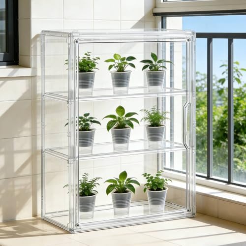 Mini Greenhouse for Indoor, Green House with Magnetic, 14”x10.5”x5.5” - Image 4