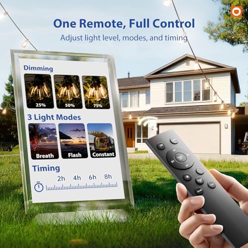 addlon 100FT Outdoor String Lights ST38 LED with Remote Waterproof Dimmable - Image 2
