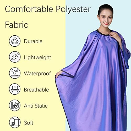 Barber Hair Cutting Cape with Adjustable Neckline 55" x 63" Purple - Image 3
