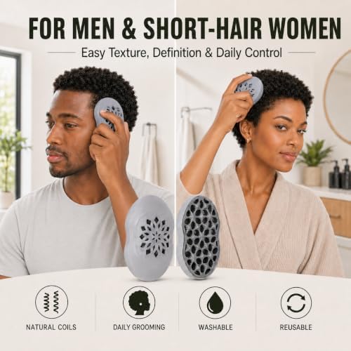 Washable Curl Sponge Alternative for Black Men, TPE Curl Defining Brush for 3C-4C Hair, Twist Styling Tool for Natural Coils, Starter Loc Tool, Reusable Barber Styling Tool(1, gray) - Image 6