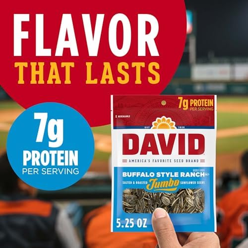DAVID Jumbo Sunflower Seeds, Buffalo Style Ranch Flavor, 5.25 Ounce (Pack of 12) - Image 3