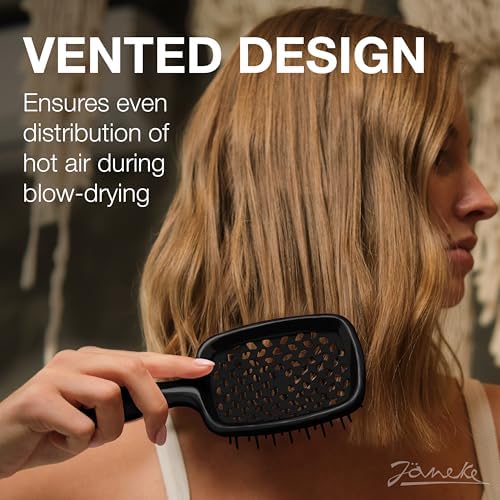 Janeke Superbrush Detangling Brush for Soft Smoothing Hair Brushing with Anti-Static Bristles - Vented Wet Hair Brush for Blow Drying Use - Perfect for Curly, Thick, Wavy, Fine Hair Types (Black) - Image 2