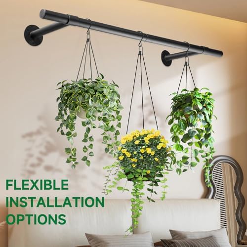 Hanging Planters Rod – Plant Hanger Indoor for Window Ceiling, Hanging Plant Shelf for Wall Planter House Plants, Plant Shelves Metal Holder Bar 47.5In (Pots, plants, chains not included) - Image 7