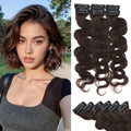 Rich Choices Short Clip In Hair Extensions Real Human Hair for Women-Wave/Curly 6 Pcs Single Clip Hairs Extensions-Mini Seamless Hairpieces for Thin Hairs-10 Inch #2R Chocolate Brown by RichChoices