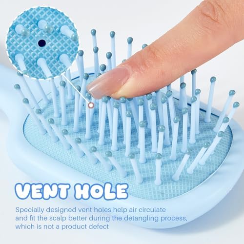 Mini Hair Bursh for Women Men and Kids, Protable Travel Size Hair Brush for Pockets Purses, Mini Detangler Brushes for All Hair Types, Small Paddle Brush for Detangling(Blue) - Image 5