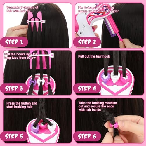 Lasnten Automatic Hair Braider Machine Electric Hair Braiding Tools DIY Styling Kit with Self Adhesive Gems and Jewelry Beads Salon Styling Tool Accessories for Women Makeup Vanity Set - Image 5