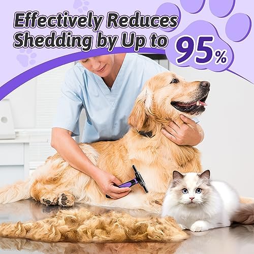MIU COLOR Long Hair Pet Grooming Brush for Medium & Large Dogs &Cats,Purple - Image 3