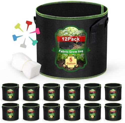 MEKOLIFE 12-Pack 5 Gallon Grow Bags, Thick Aeration Planters with Handles by Createagardenyoulove