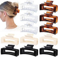 Sisiaipu 3.5 Inch Medium Square Claw Hair Clips, 12 Pcs Transparent, Amber, Glossy Black for Thick and Thin Hair - Hair Accessories for Women and Girls by SisiaipuHairClawClips