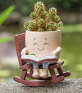 Rocking Chair Smiley Face Planter with Drainage Hole, Cute Plant Pots for Indoor Outdoor Plants,Unique Flower Pot for Succulents, Gift for Mother's Day, Birthday, Christmas by RZOIKZOI