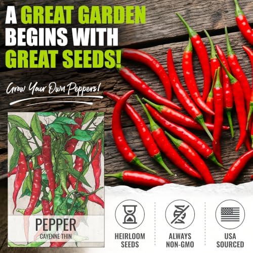 Seed Needs Thin Cayenne Pepper Seeds to Plant Vegetables - 20 Packs - Image 2