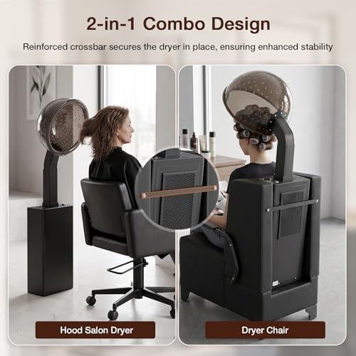 SyyBhb 2-in-1 Hooded Dryer Chair for Salon, 1000W Adjustable Downdraft Hood, 60-Minute Timer, Temperature Control - Image 5