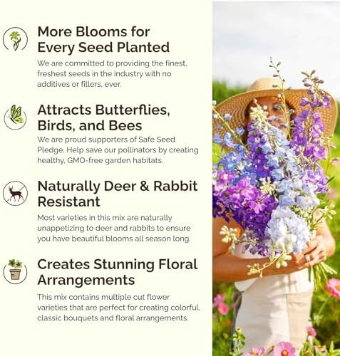 Eden Brothers Power Couple Flower Mixed Seeds for Planting, 1 lb, 480,000+ Seeds with Rocket Larkspur, Bupleurum | Attracts Pollinators, Plant in Spring or Fall, Zones 3, 4, 5, 6, 7, 8, 9, 10 - Image 4