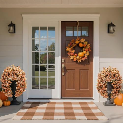 Bougainvillea Artificial Flowers Plants for Outdoors Outside Fall Autumn Decoration, 2 pcs Faux Silk Long Trailing Vines UV Resistant Look Real Brown Fake Flowers for Front Door Porch Planter Urn Yard - Image 4