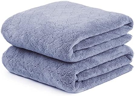 JML Microfiber Bath Towels with Hanging Loop, 2 Pack, 27x55 in, Blue by JML