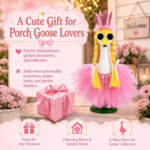 Pink Fairy Porch Goose Outfit Set with Braided Yellow Wigs, 4-Piece - Image 6