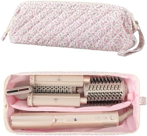 Quilted Hair Tool Travel Bag, Shark Flex Style Travel Case For Dyson Hair Dryer Airwrap Bag, Curling Iron Bags Quilted For Shark Dyson Revlon Organizer Accessories - Pink Floral by Unknown