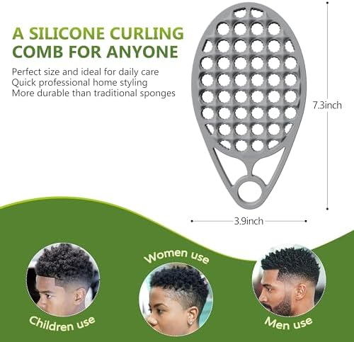 KOUPA Magic Silicone Curly Hair Brush, One Piece Twist Curl Comb for Afro Curls, Washable Hair Tool for Men Women, Grey, 1 Piece - Image 2