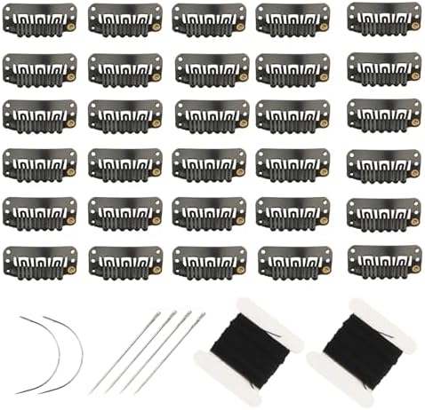 30pcs Hair Extension Clips U-Shape Stainless Steel Wig Clip, Black by FeiHong