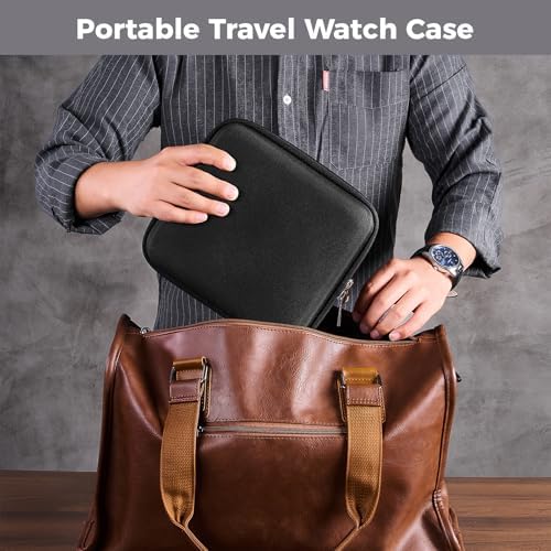 ProCase 6-Slot Travel Watch Case for Men, Hard Shell Storage Box -Black - Image 5