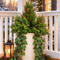Christmas Artificial Cedar Plants Faux Winter Greenery for Outdoor Planters by KAFDY