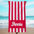 JML Personalized Beach Towel with Name, Custom Cabana Stripe Beach Towel, Customized Microfiber Pool Towel, Quick Dry & Absorbent Swim Towel for Adult,Mother's Day, Birthday, Summer Holiday,Vacation by JML
