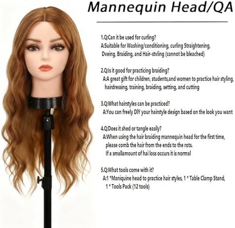 Mannequin Head with 80% Human Hair, TopDirect 24" Brown Makeup Real Hair - Image 7