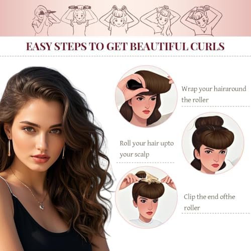 Heatless Hair Curler Heatless Curls Overnight Heatless Blowout with Luxury Cloth Bag Silk Scarf, Curling Rod Headband to Sleep in No Heat Curling with (burgundy, 3Rods) - Image 2