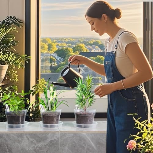 BTPLASTIK Clear Plastic Nursery Pots for Plants, 6 Inch Transparent Plant Pot with Drainage Holes, Flower Pots with Saucers, Seed Starter Pots with 15 Pcs Plant Labels, Gardening Gifts - Image 5