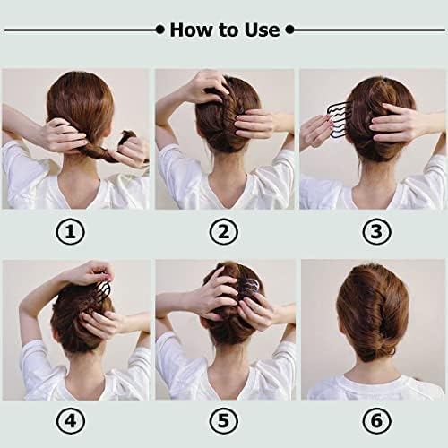 8 Piece Hair Side Combs French Twist Comb Metal Hair Fork Clip Teeth Hair Pin Stick for Updo Bun, U Shape Hair Combs Hair Tool for Vintage Hairstyle Hair Accessories - Image 6