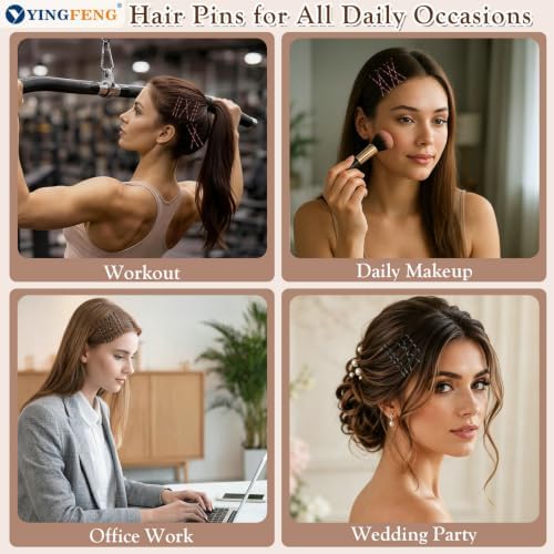 YINGFENG 510Pcs Women Hair Styling Set Bobby Pins U Clips Bun Nets Elastic Hair Ties Brown Black Hair Accessories for Daily Dance Hairstyle - Image 3