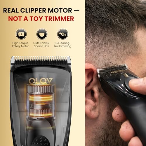 Hair Clippers for Men, Cordless Hair Clipper Kit, Adjustable 4 Length Setting, 2-Speed Settings, Replaceable Ceramic Blade Heads, Rechargeable Hair Clippers for Family (Black) - Image 3
