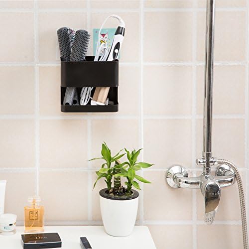 MyGift 2 Slot Hair Tools Organizer, Black Metal Wall Mounted Holder - Image 4