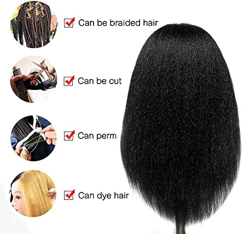 ISHOT 100% Real Human Hair Mannequin Head 16", Practice Head with Stand - Image 2