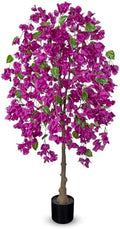 Briful Artificial Bougainvillea Flower Tree in Black Pot - 59in Tall Faux Silk Bougainvillea Floral Tree with Realistic Trunk Fake Bougainvillea Plant for Home Office Living Outdoor Porch Décor by Briful