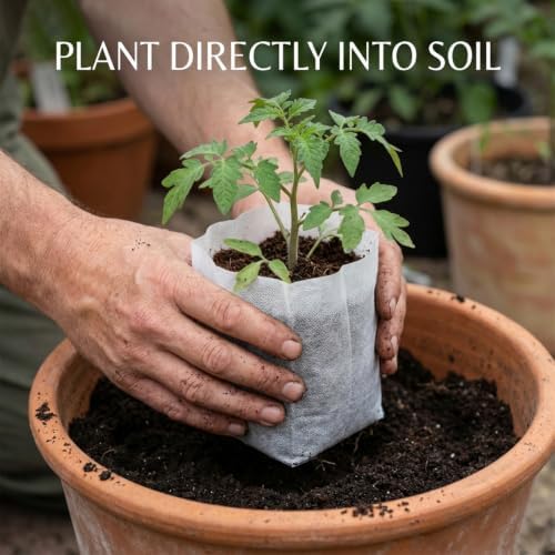 gardtree 400PCS 4.7×5.5 Inch Breathable Plant Grow Bags - Biodegradable Non-Woven Plant Nursery Bags for Seed Starting, Indoor/Outdoor Vegetables, Herbs & Flowers | Easy Transplant, Space Saving - Image 5